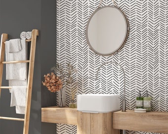Chevron Wallpaper Mural Modern Geometric Peel and Stick, Self-Adhesive, Renter Friendly, Removable Roll, Accent Room Decor