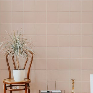 Faux Pink Tiles Wallpaper, Bad und Küche, Coral Color Wallpaper, abnehmbares und traditionelles Material