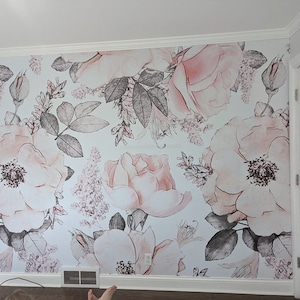 Removable Wallpaper Peel and Stick Wallpaper Wall Paper Wall Mural - Watercolor rose in pastel color
