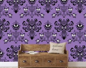 Mural de papel tapiz de la Mansión Embrujada, revestimiento de pared gótico de Halloween autoadhesivo, ideal para inquilinos.