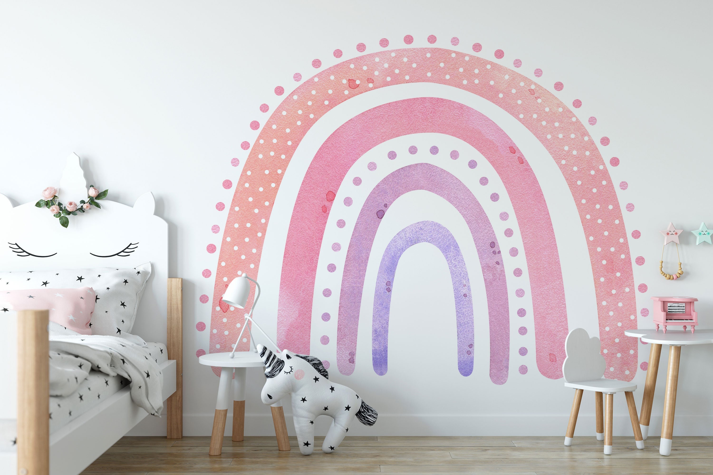 Boho Watercolor Rainbow Wall Decal Nursery Playroom Decor - Etsy