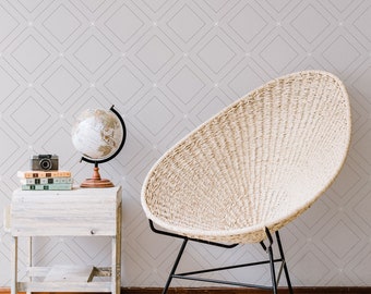 Geometric Tile Pattern Wallpaper, Elegant Geometric Design, Bohemian Bedroom, Peel and stick or Traditional Wallpaper