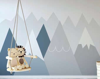 Mountain Mural Peel and Stick Wallpaper, Hygge Home Decor, Self-Adhesive, Renter Friendly, Removable Roll, Modern Space Design