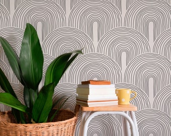 Minimalist Line Art Wallpaper Peel and Stick Boho Mural Removable Wall Decor, Self-Adhesive, Renter Friendly, Modern Space Design