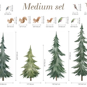 Aquarell Waldbaum Wandtattoo, Schälen und Aufkleben Kinderzimmer Wandbild, selbstklebend, Renter freundlich, abnehmbare Rolle Bild 7