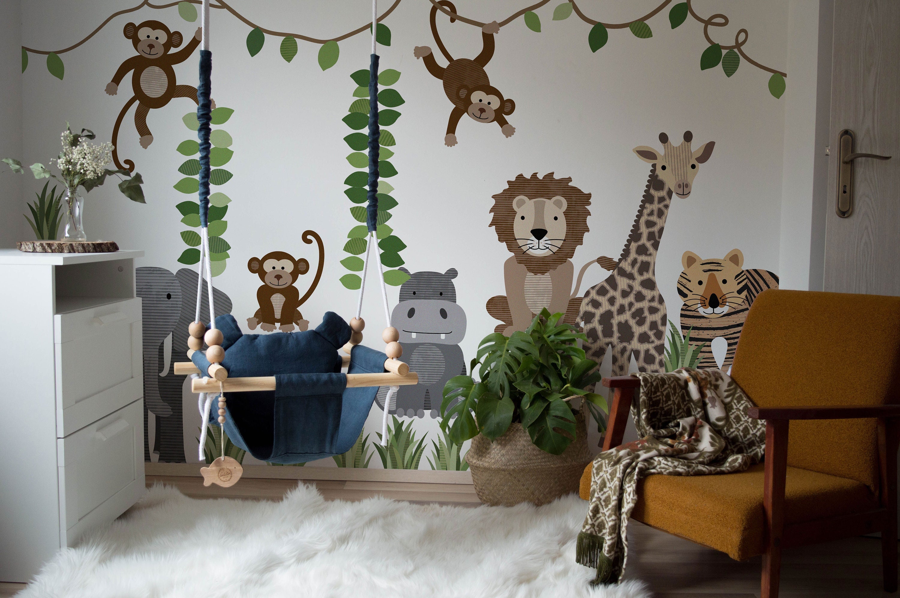Safari Animals Wall Decals: Jungle Nursery Decor, Repositionable ...