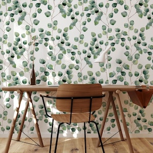 Eucalyptus Wallpaper Peel and Stick | Removable Wall Decor | Modern Home Decor | Greenery Prints for Living Room & Bedroom