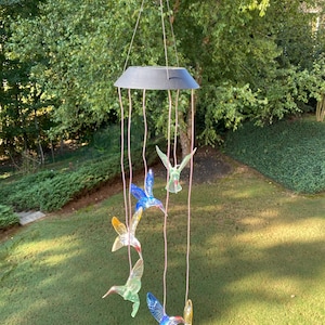 Joyous Solar Wind Chime Outdoor Hanging Waterproof Mobile Romantic Solar Powered Changing Color LED Wind Bell Light, It Is Great for Garden