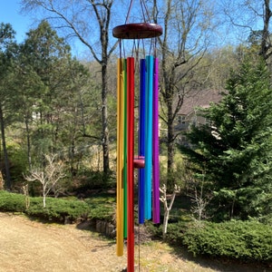 Joyous Wind chimes, 28 inch Rainbow Metal Handmade Wind Chimes, The sound can create a sense of peace, relaxation for patio, sunroom, garden
