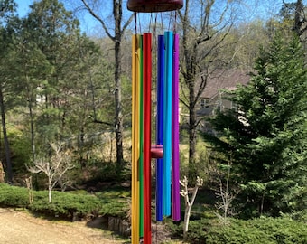 Joyous Wind chimes, 28 inch Rainbow Metal Handmade Wind Chimes, The sound can create a sense of peace, relaxation for patio, sunroom, garden