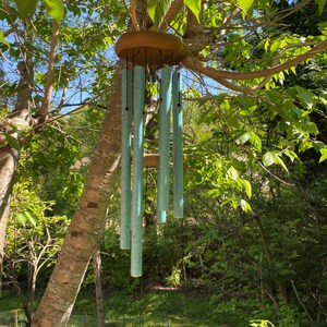 Joyous Wind chimes, 24 Inch Metal Blue Medium Wind chime. The sound can create a sense of peace and relaxation