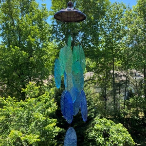 Joyous Windchimes, 32 inch Rainbow Glass Wind Chimes, The sound can create a sense of peace and relaxation and beautiful garden art