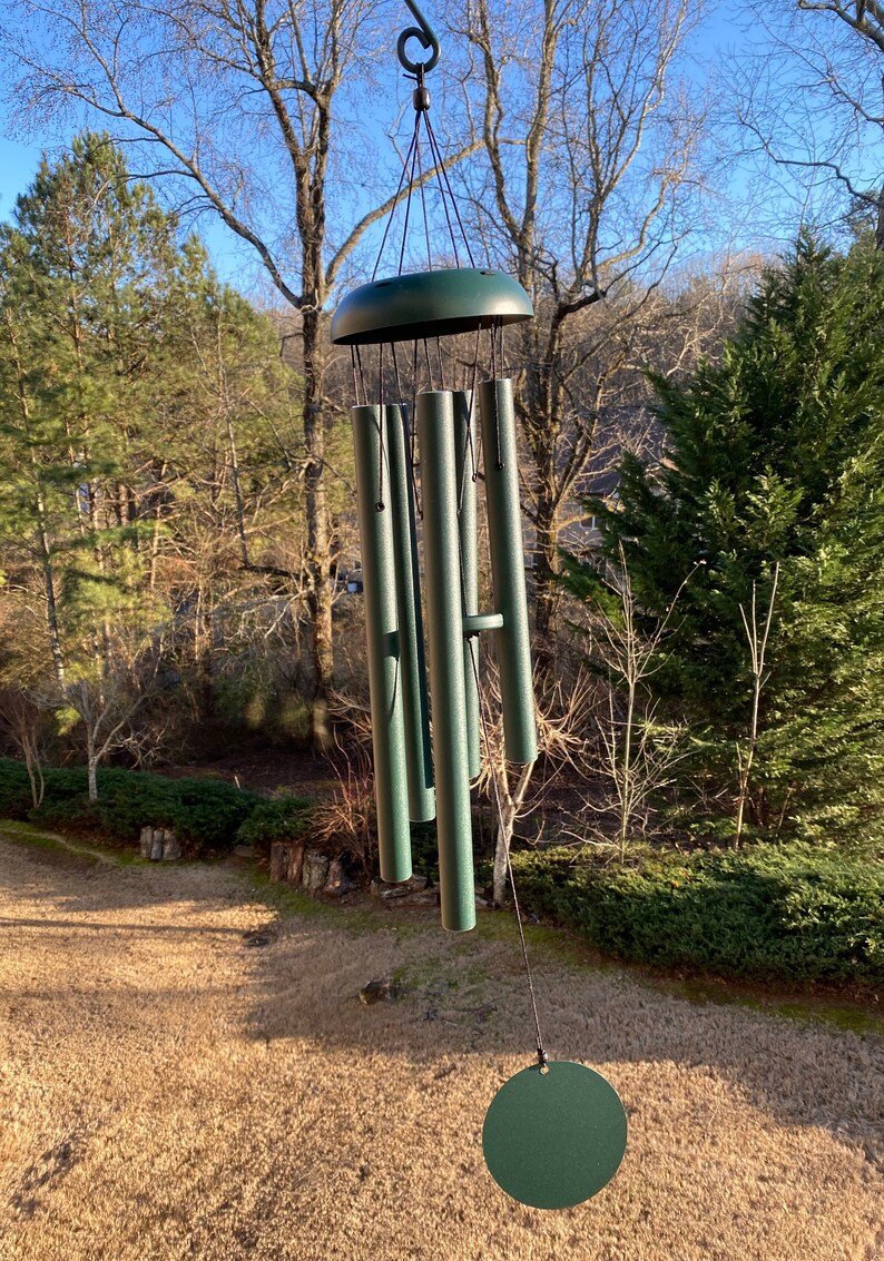 Joyous Wind Chimes 34 Inch Deep Tone Forest Green Metal Etsy