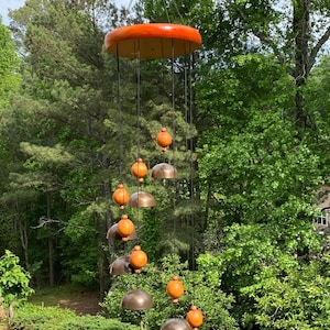 Cascading Brown Metal Wind Chime: Outdoor Garden Decor