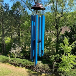 40 Inch Blue and Golden Metal Wind Chime: Deep Tone Sound
