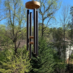 Joyous Personalized Wind chimes, 24 Inch Black Color Wind chime. Producing Sound of Peace and Relaxation. Custom engraving Optional