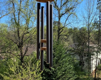 Joyous Personalized Wind chimes, 24 Inch Black Color Wind chime. Producing Sound of Peace and Relaxation. Custom engraving Optional
