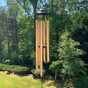 Joyous Wind chimes, 40 inch  Deep Tone Golden Color Metal Wind Chime. The Beautiful Spirit Sound Can Create a Sense of Peace and Relaxation