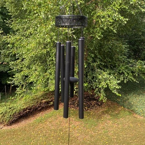 Classical Joys Wind Chimes, 38 Inch Black Harmonic Deep Tone Wind Chime With Decorative Pattern, The Beautiful Sound Surround Garden, Patio