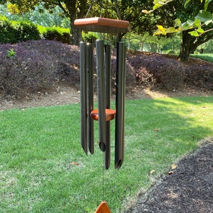 Joyous Wind chimes, 37 Inch Deep Tone Black Metal Wind Chime W/Wood Top. The Beautiful Spirit Sound Can Create a Sense of Peace & Relaxation