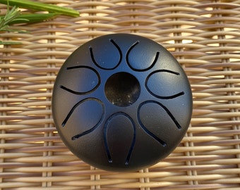 Mini Carbon Steel Tongue Drum 3 Inch Hand Crafted Hand-Pan Percussion instrument Tank Drum, Sounds Healing Meditation Drum With Bag