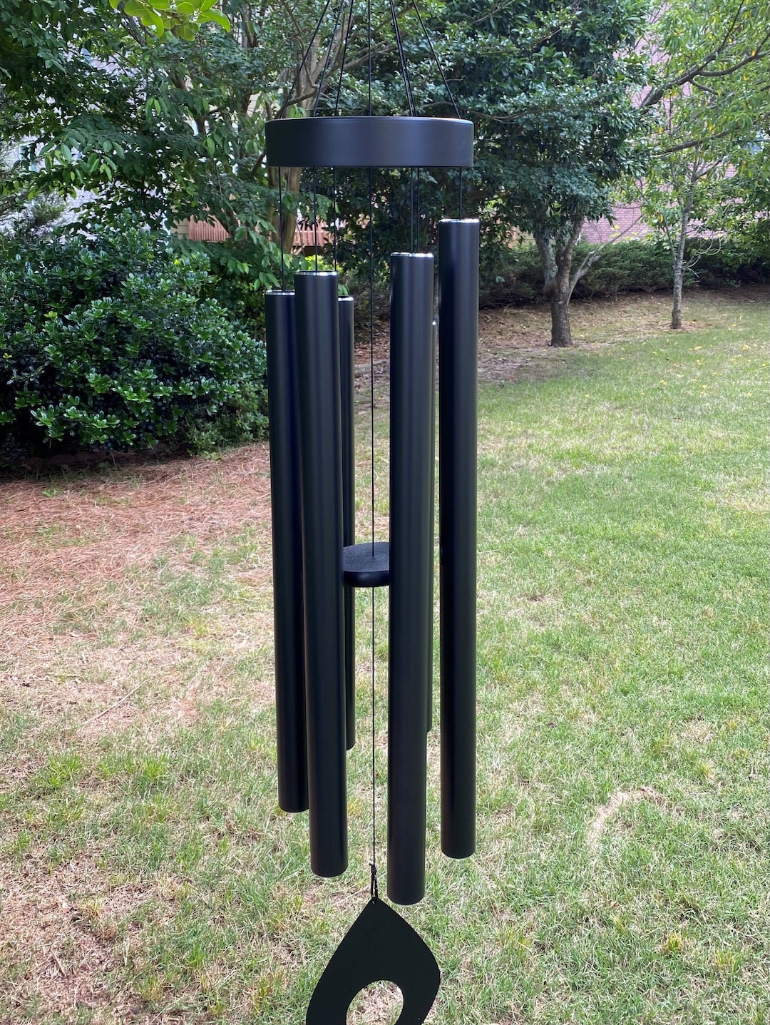 Joyous Wind Chimes, Large Deep Tone Black Color Metal Wind Chimes. the