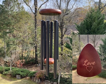 Joyous Personalized Wind chimes, 36 Inch Black Color Metal Wind Chime. Producing Sound of Peace and Relaxation. Custom engraving Optional