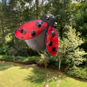 Joyous Wind Chimes, 18 Inch Beautiful Ladybug Metal Art Design Wind Chime. It Is Beautiful and It Is Great for Garden, Sunroom, Backyard