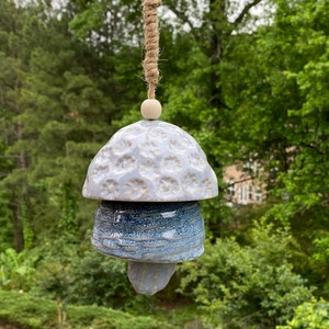 Joyous Wind Chimes, 17 Inch Blue Shell Bells Two Layer Ceramic Wind Chime That Can Create a Sense of Peace and Relaxation In Your Sunroom