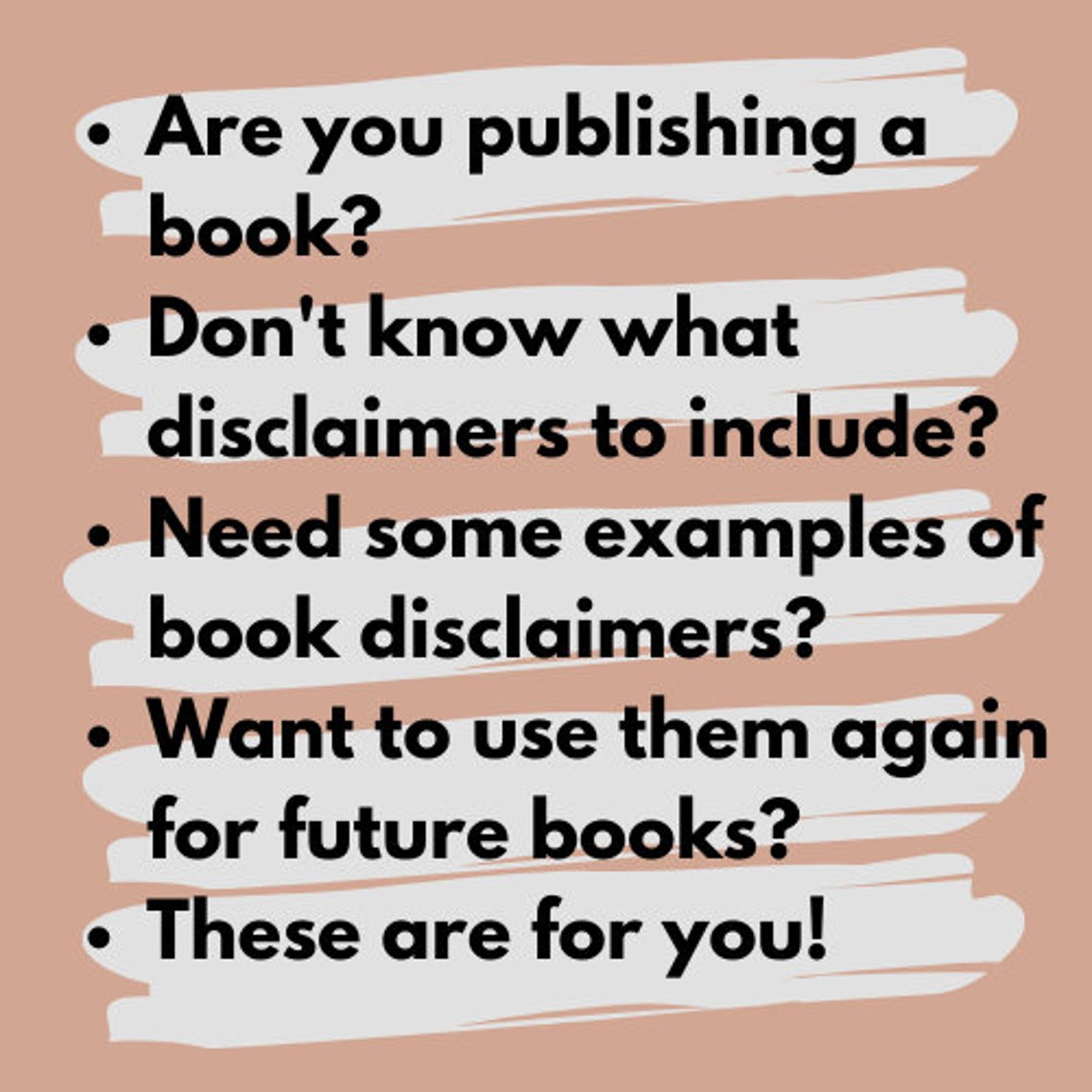 3 Customizable Book Disclaimers, Selfpublishing, Author, Small