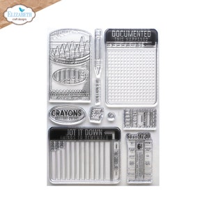 Beaux crayons de timbre transparent avec des cartes de journalisation