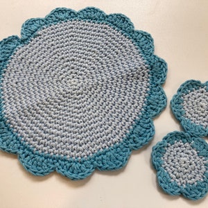 New Handmade Facecloth plus 2 matching scrubbies in 100% Cotton Yarn