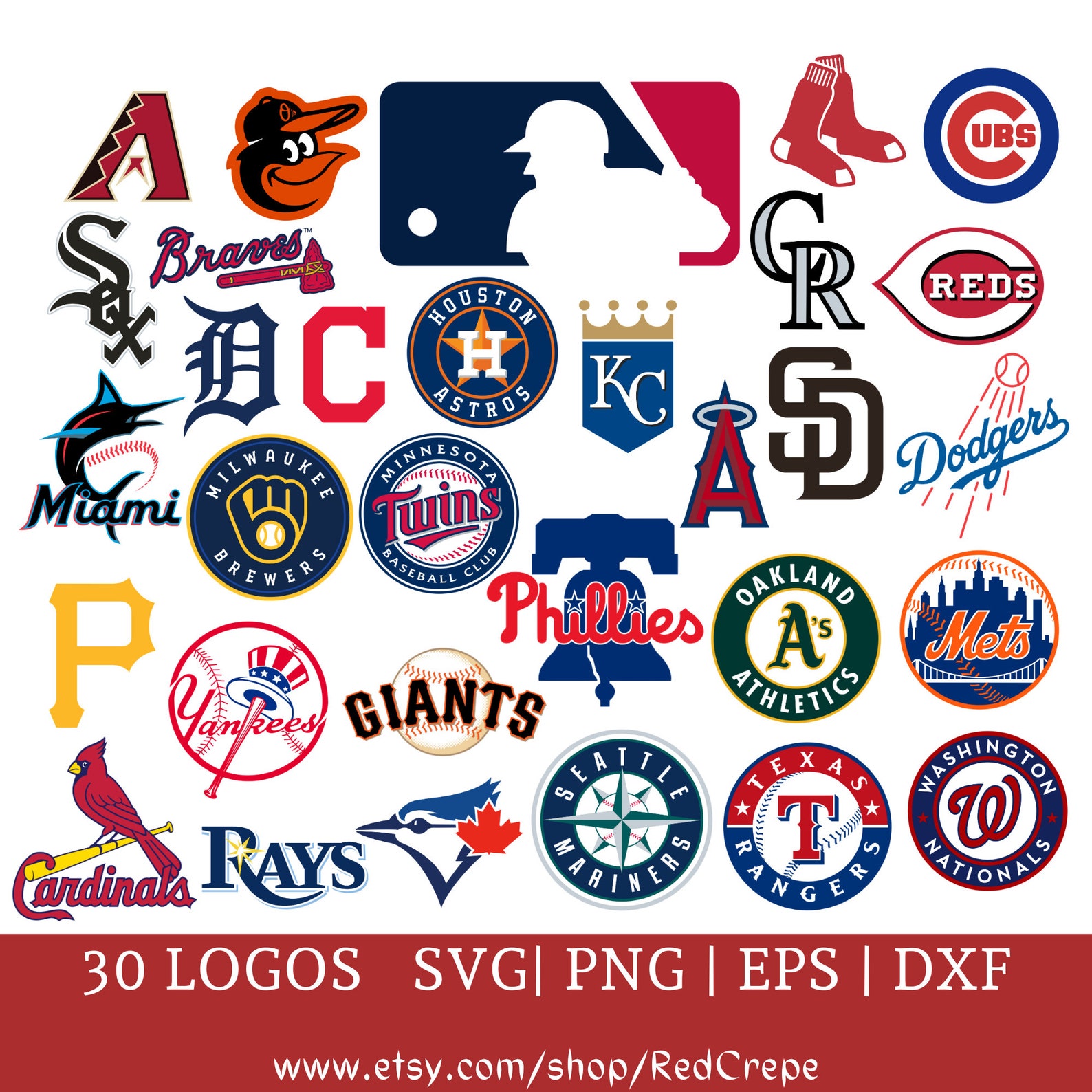 MLB SVG 30 MLB Logo Svg Mlb Team Logo Svg Major League | Etsy