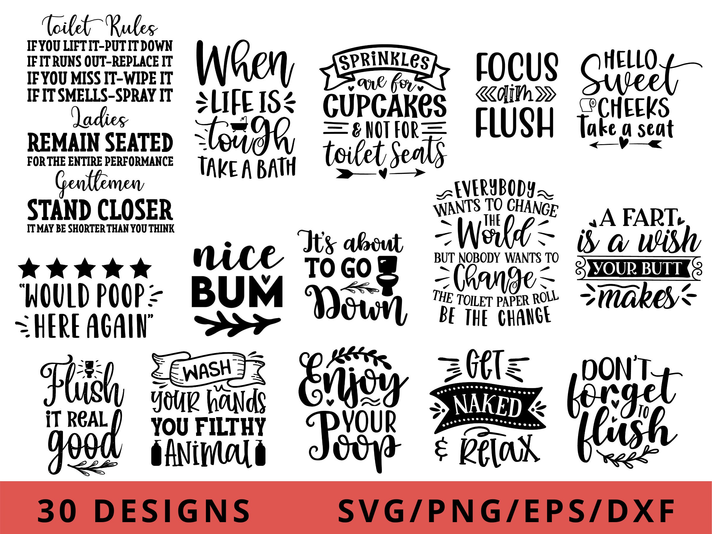 Baño SVG Paquete de baño Signos Baño Svg Baño Cita svg | Etsy