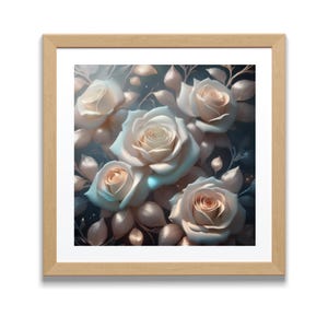 Ethereal White Roses Print: Romantic Floral Wall Art (Digital Download, 10000x10000 px JPG