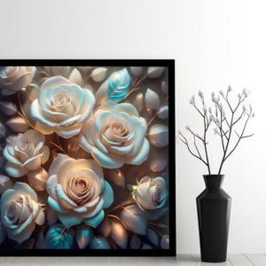 Roses Wall Art - Blooms Collection | Style 01 - Roses in Light |  Framed Floral Art | Digital Download | Romantic Wall Décor - Floral Prints