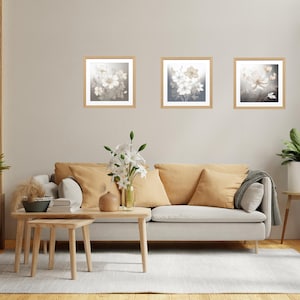 Soft Neutral Botanical Wall Art | Print Set of 3  |  Floral Poster | Minimalist Digital Download | Floral Wall Decor, Instant Art Print