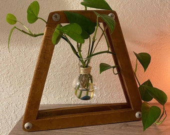 AmorVincitTennis|Hydroponic Plant Vase+Vintage Tennis Press|Tennis Gift|Love Tennis|Tennis Racket |Vintage|Tennis Accessories|Wood|Wall Art