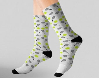 Calcetines de tenis con diseño de raqueta y pelota: un divertido regalo de tenis
