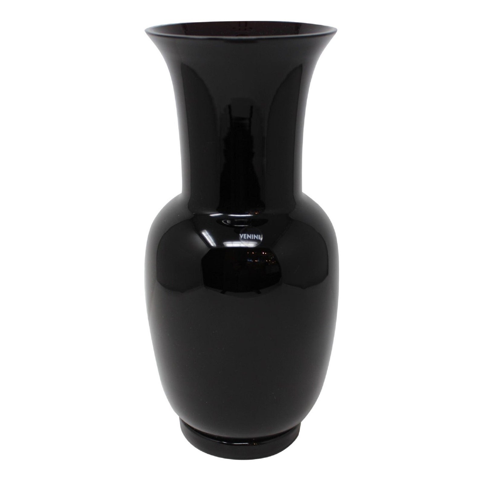 Black Opalino Venini Murano Glass Vase Etsy Canada