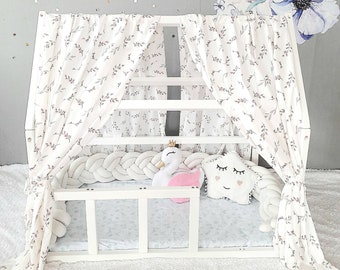 Montessori canopy for  nursery. Crib cotton  canopy 2Pcs curtains