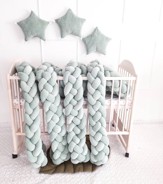 Braided Crib Bumper Double Crib Bumper Crib Bedding Braid Etsy