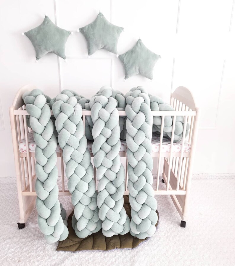 Braided Crib Bumper Double Crib Bumper Crib Bedding Braid Etsy