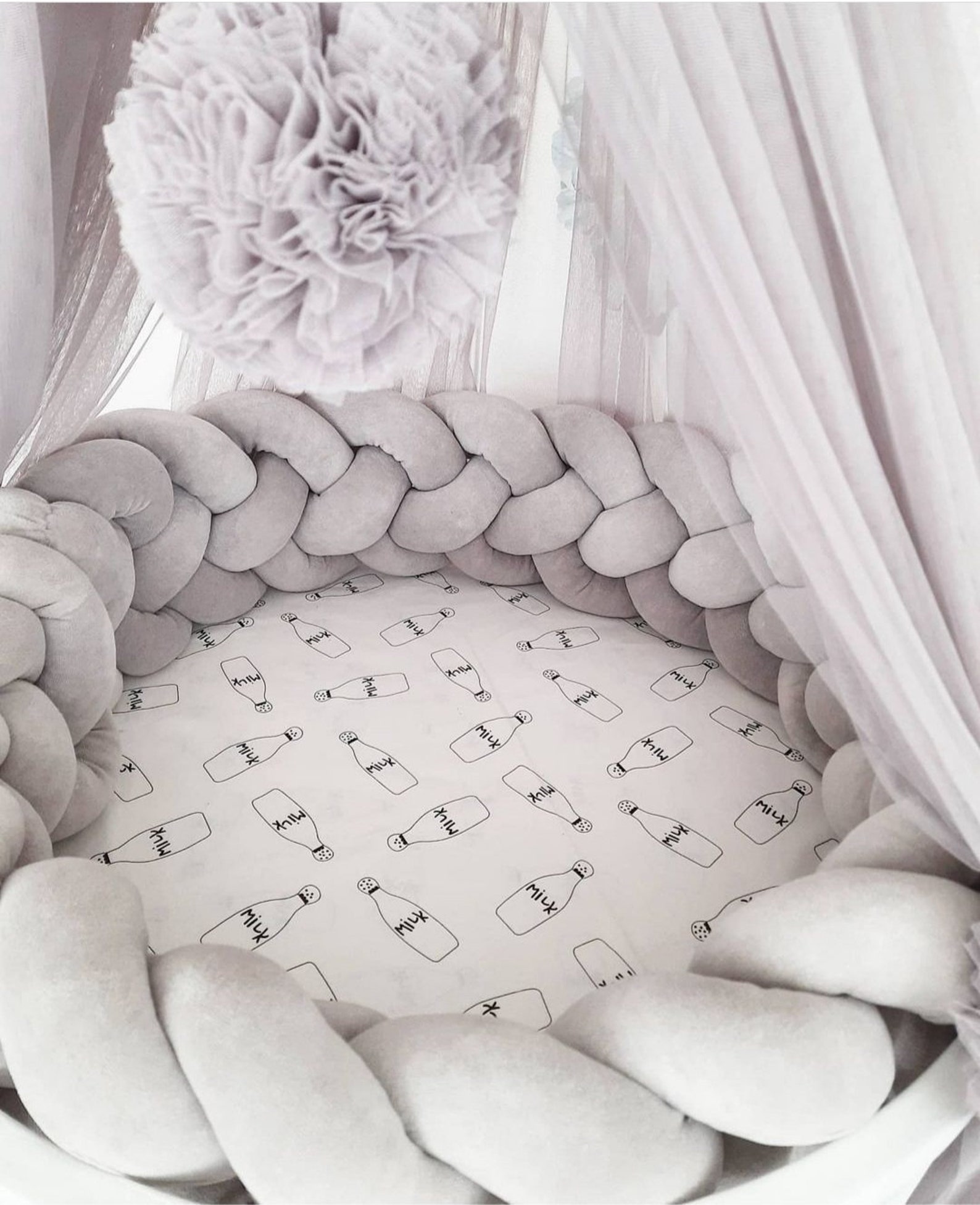 Crib Bumper Mini Crib Bumper Full Crib Bedding Braid Crib Etsy