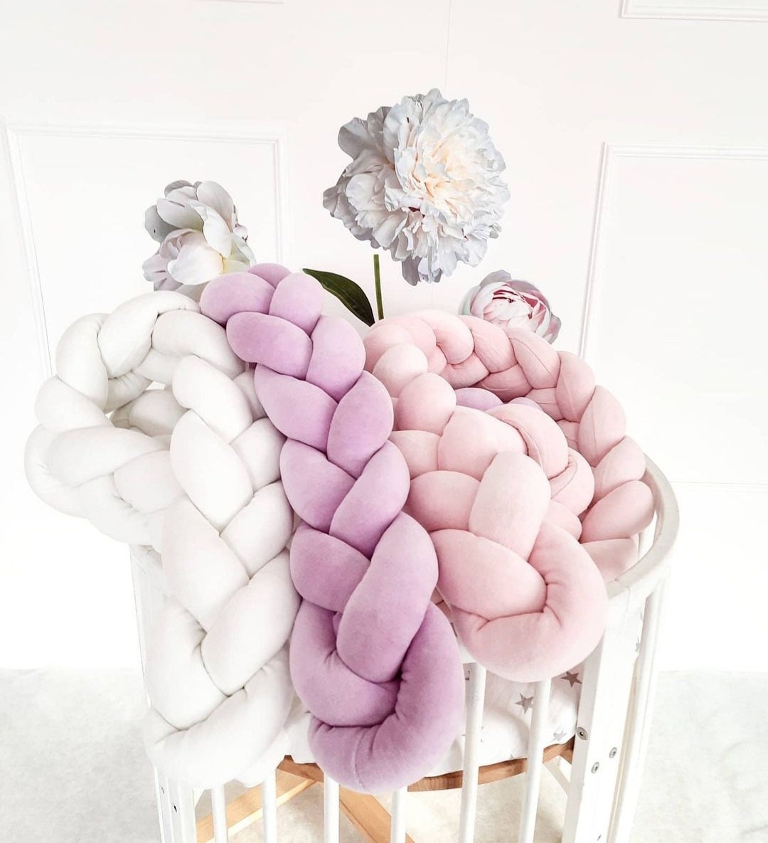 Braided crib bumper knot crib bumper crib bedding braid Etsy