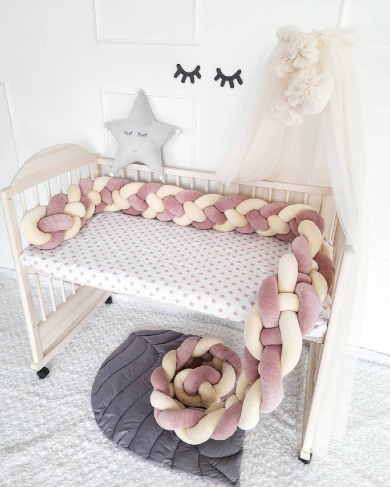 Braided crib bumper double crib bumper crib bedding braid Etsy