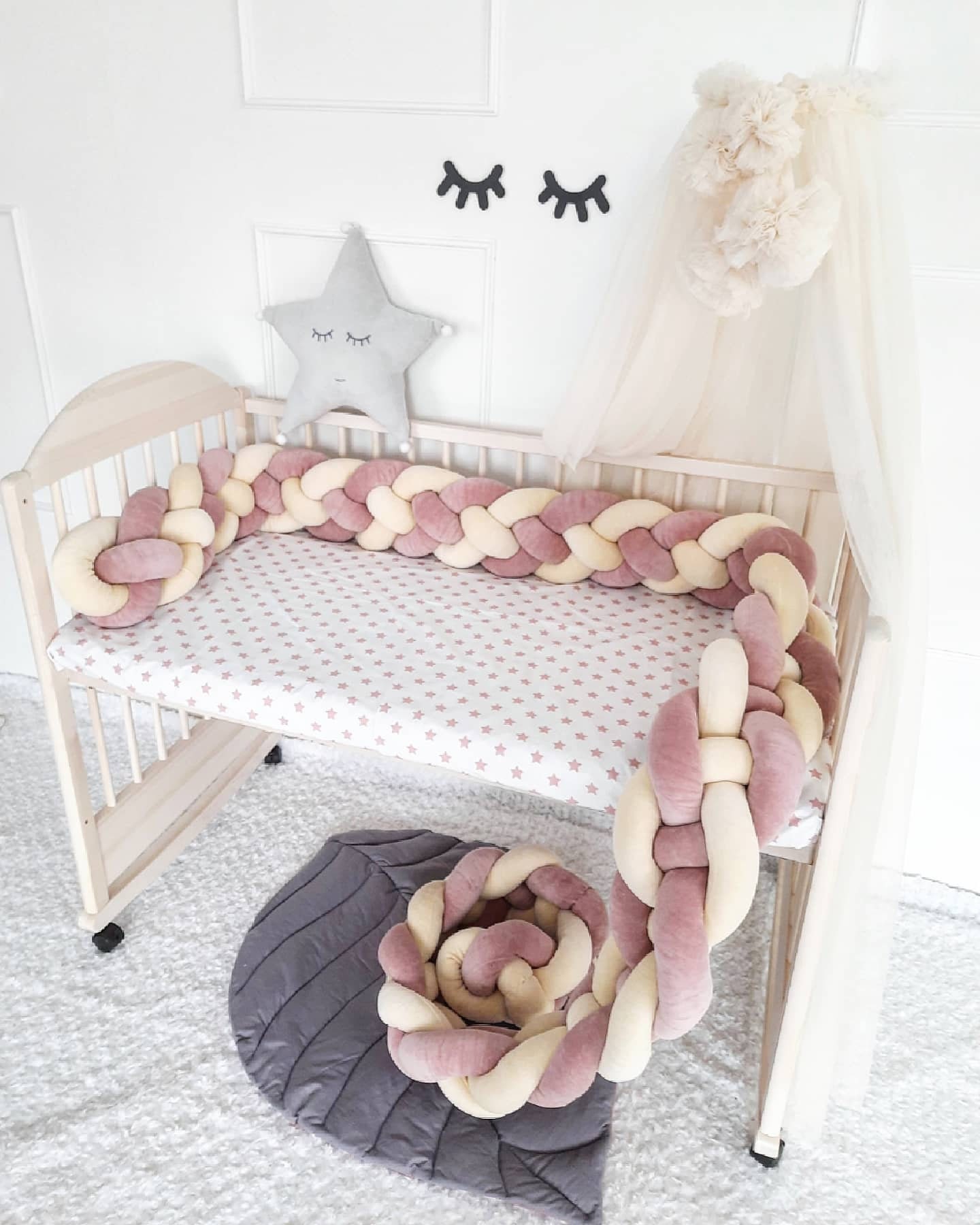 Braided crib bumper double crib bumper crib bedding braid Etsy