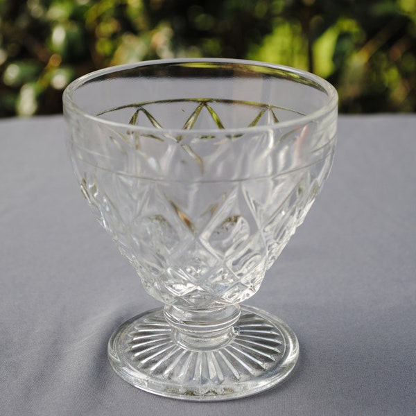 Hazel Atlas Footed Sherbet Cup with Diamond Thumbprint Pattern