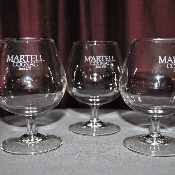 Martell Cognac Since 1715 Snifter Style Brandy - Bourbon Glasses - Set of 3