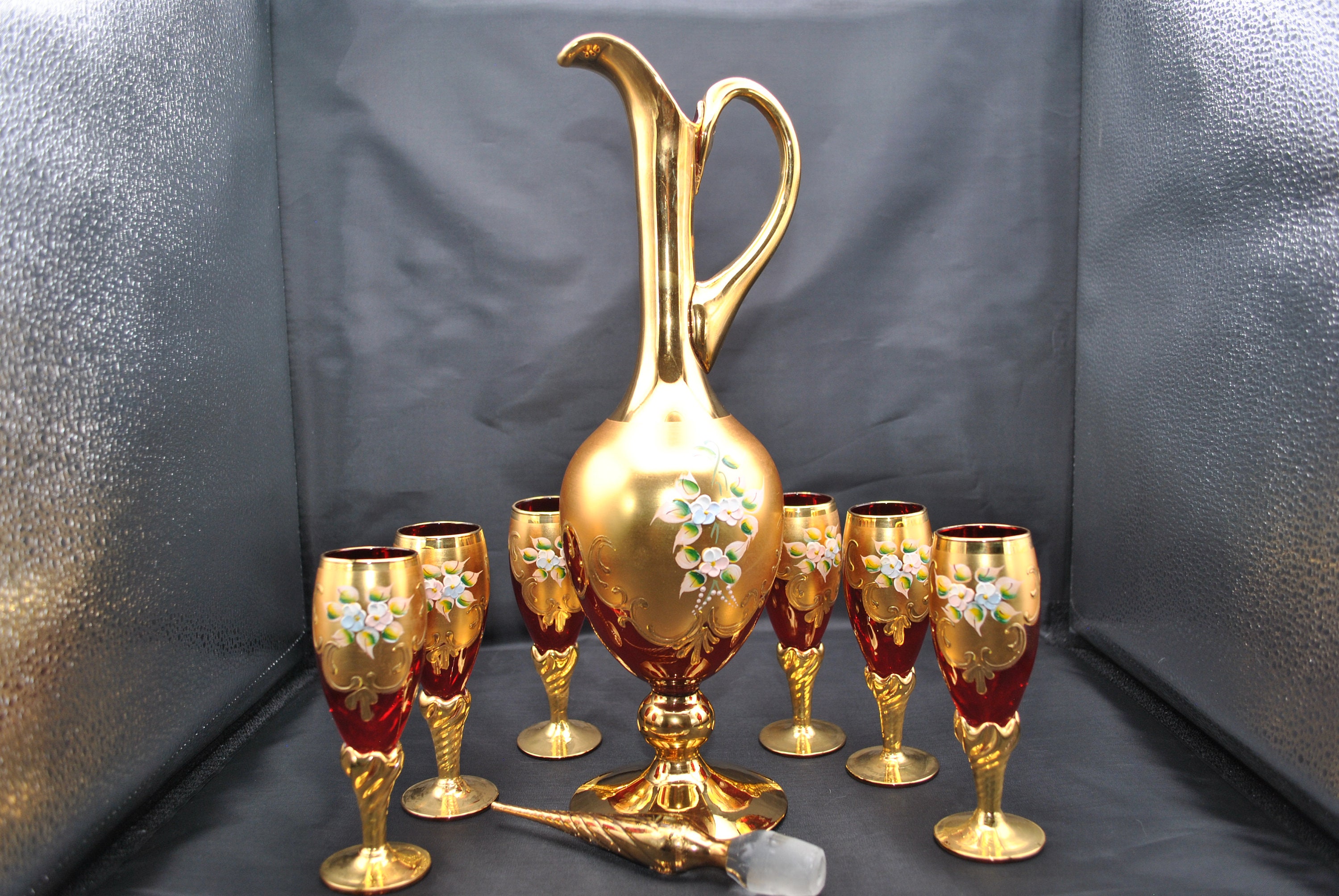 MURANO GLASS ムラノ レッド ライオン モチーフ 装飾 デカンタ MURANO